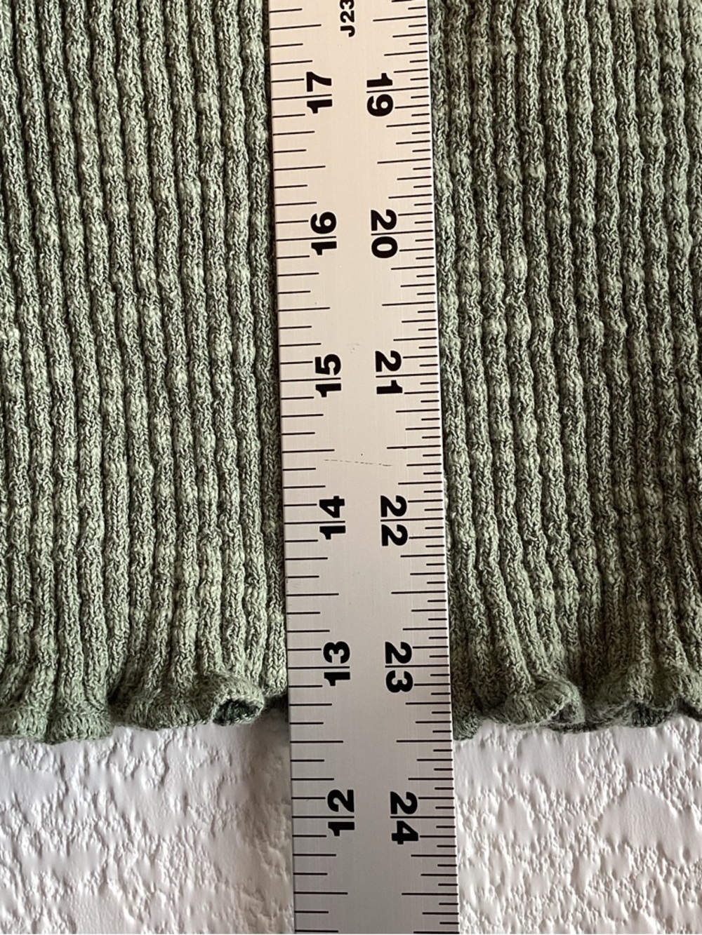 Vintage J Jill Ribbed Lettuce Hem Sweater Sage Green Cotton Y2K Minimalist Large - Picture 8 of 9